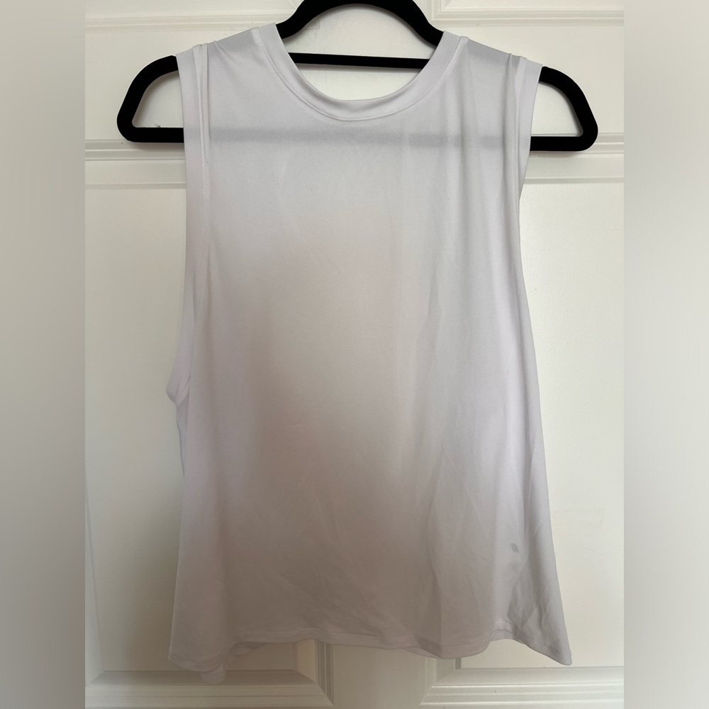 Fabletics white twisted open back performance tank